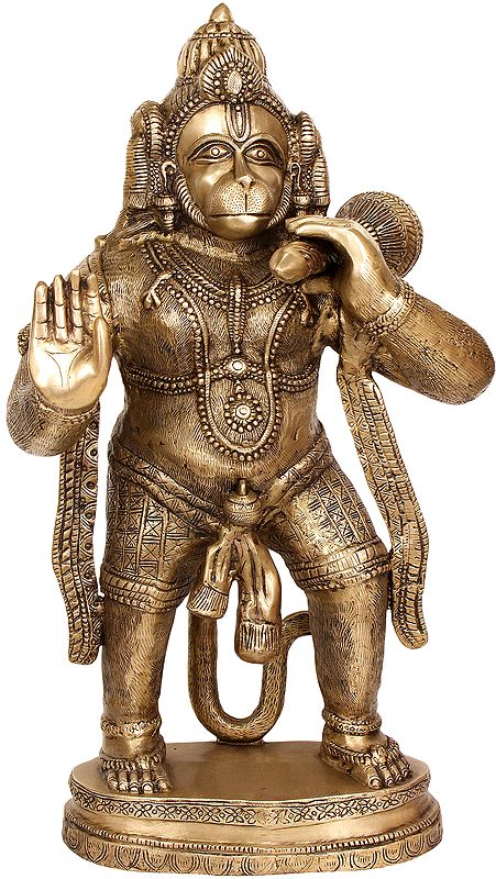 Brass Giant Mighty Hanuman Idol (Height: 36 Inches)