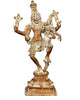 Brass Handmade Brown Lord Narsimha with Devi Lakshmi Sculpture (Height: 12 Inches)