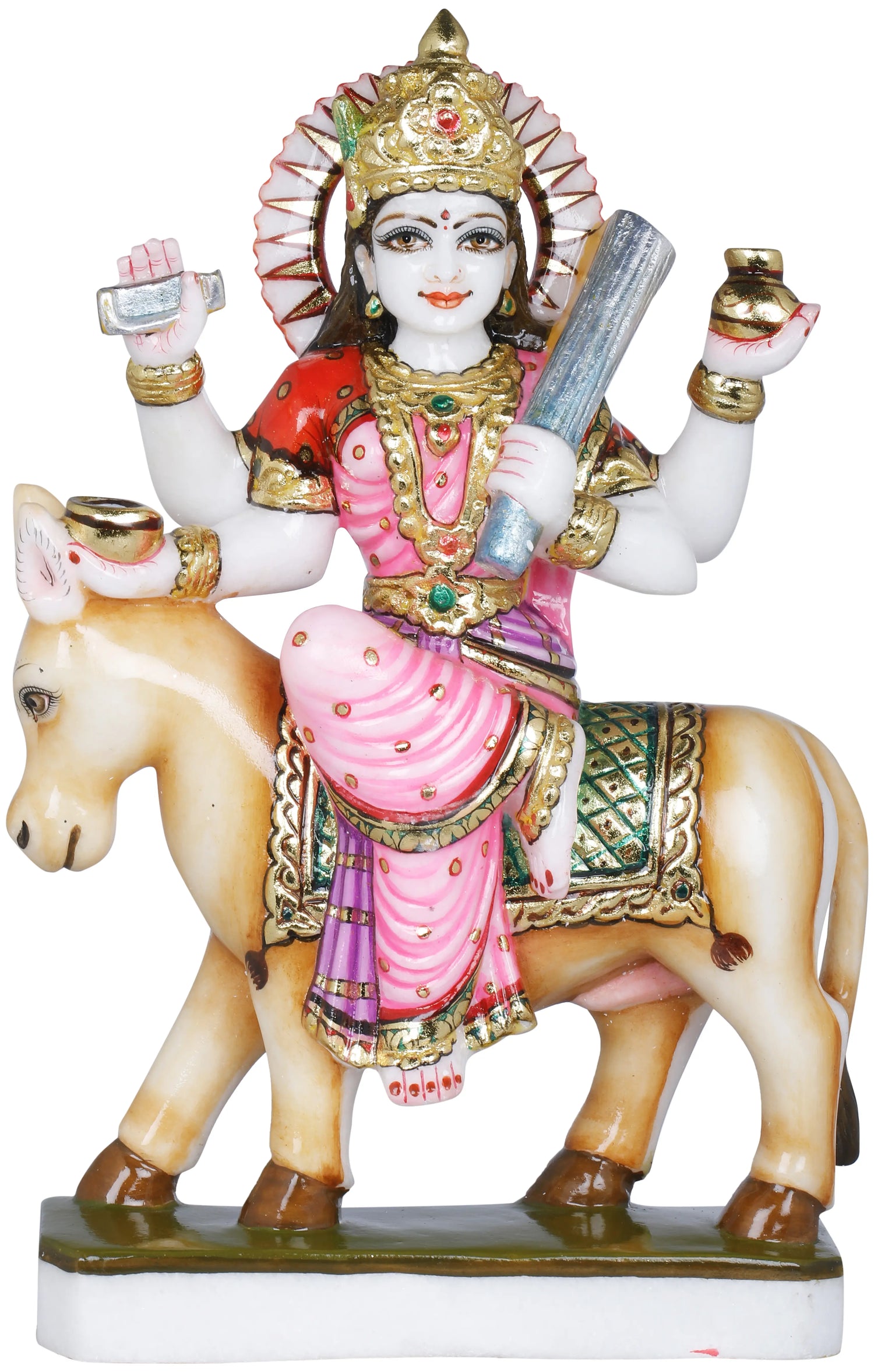 Marble Shitala Mata The Goddess Of Cleanliness Holding A Broom Stat marble-shitala-mata-the-goddess-of-cleanliness-holding-a-broom-stat