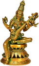 Goddess Saraswati Playing the Veena in Brass 12 Inches