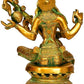 Goddess Saraswati Playing the Veena in Brass 12 Inches