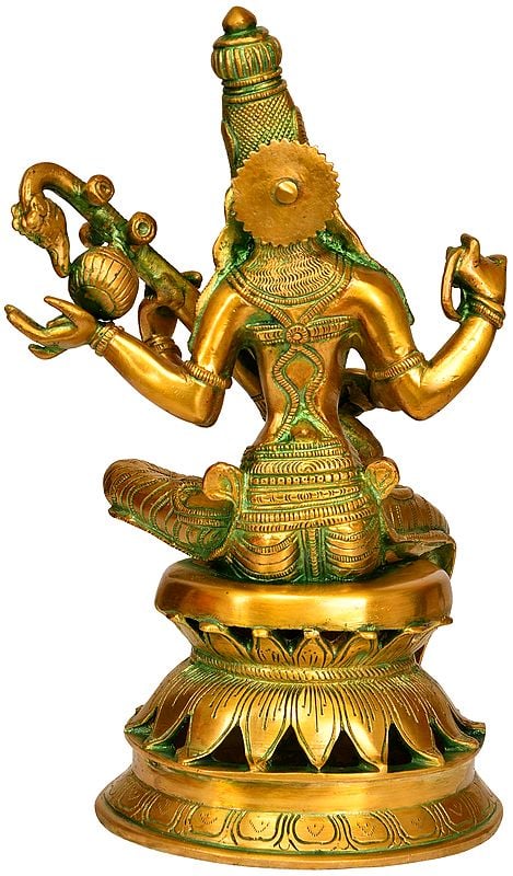 Goddess Saraswati Playing the Veena in Brass 12 Inches