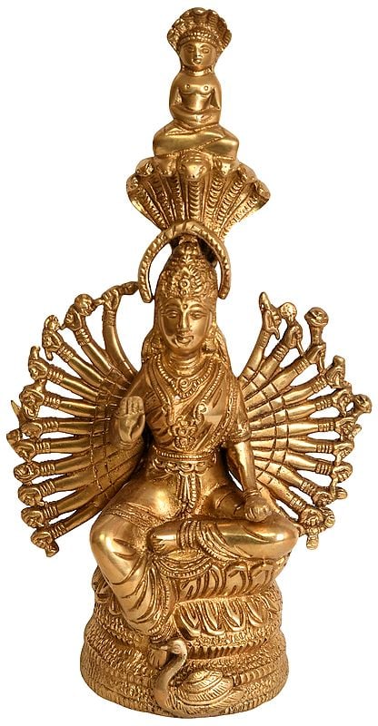 Brass Devi Padmavati - Mother of 23rd Tirthankara (Height: 27 cm)