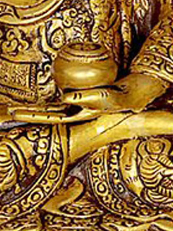 Buddha Brass Statue Abhaya Mudra (Height: 12.5 inches) Study Setting