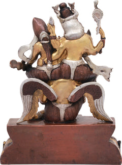 Premium Brass Statue of Lord Vishnu and Goddess Lakshmi Seated on Garuda (Height: 12 Inches)