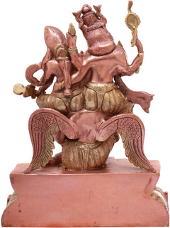 Premium Brass Statue of Lord Vishnu and Goddess Lakshmi Seated on Garuda (Height: 12 Inches)