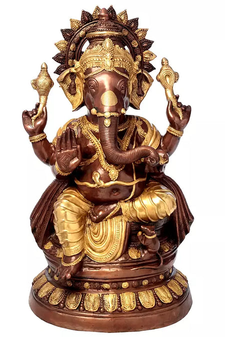 Brass Large Size Ganesha Sculpture (Height 35 Inches)