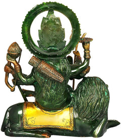 Handcrafted Brass Ashtabhuja Maa Durga Statue | Eight-Armed Goddess Seated on a Lion | Traditional Indian Artistry (Height: 12 Inches)