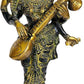 Handmade Saraswati Stands and Strums on Her Veena in Brass 13 inches