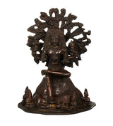 Messingfigur von Dakshinamurti Shiva, sitzend unter Baumkrone, reich verziert