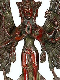 Brass Lord Avalokiteshvara Statue with Striking Aureole | Handmade Buddhist Sculpture for Home Decor (Height: 12 Inches)