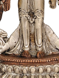 Brass Lord Avalokiteshvara Statue with Striking Aureole | Handmade Buddhist Sculpture for Home Decor (Height: 12 Inches)