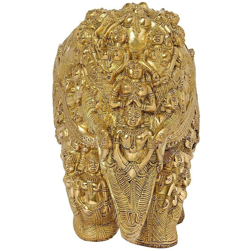 Natural Brass Nari Kunjara Airavata (Elephant) Statue (Height : 11 Inches)
