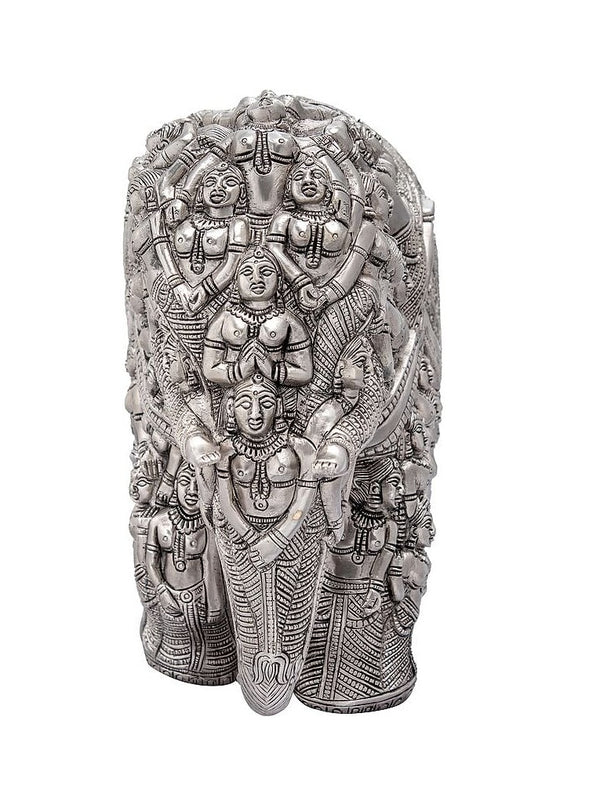 Alluring silver Brass Nari Kunjara Airavata (Elephant) Statue (Height : 11 Inches) Entryway Setting
