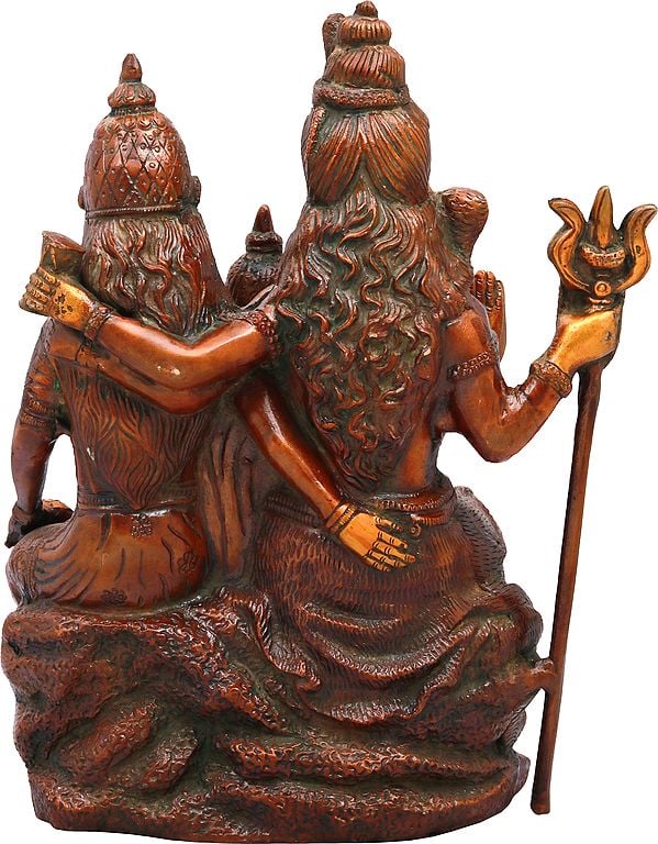 Handmade Brass Shiva Family (Shiva Parivar) Idol | 11 Inches Double Chala