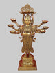 Brass Ten-Armed Auspicious Deepalakshmi Statue with Each Hand Holding a Lamp (Height: 28 Inches)