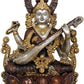 Handmade Kamalasana Goddess Saraswati in Brass 12 inches