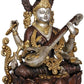 Handmade Kamalasana Goddess Saraswati in Brass 12 inches