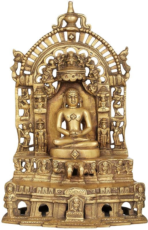 Brass Jain Tirthankara sculpture (Height: 12 inches) Mandir Setting