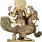 Handmade Polish Brass Statue of Enchanting Devi Saraswati Seated on Her Peacock 19 Inches