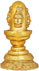 Front view large brass four-faced Mukhalingam figure, pedestal base, 36 in