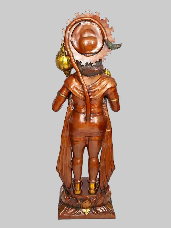 Brass Super Large Blessing Hanuman Sculpture (Height:77 Inches)