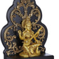 Brass Goddess Saraswati Statue Seated on a Kirtimukha Chowki 12 inches