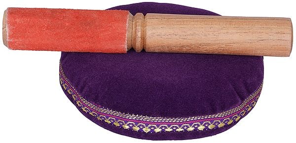 Brass Tibetan Buddhist Singing Bowl with Auspicious Mantras (Height: 7 cm) Study Setting