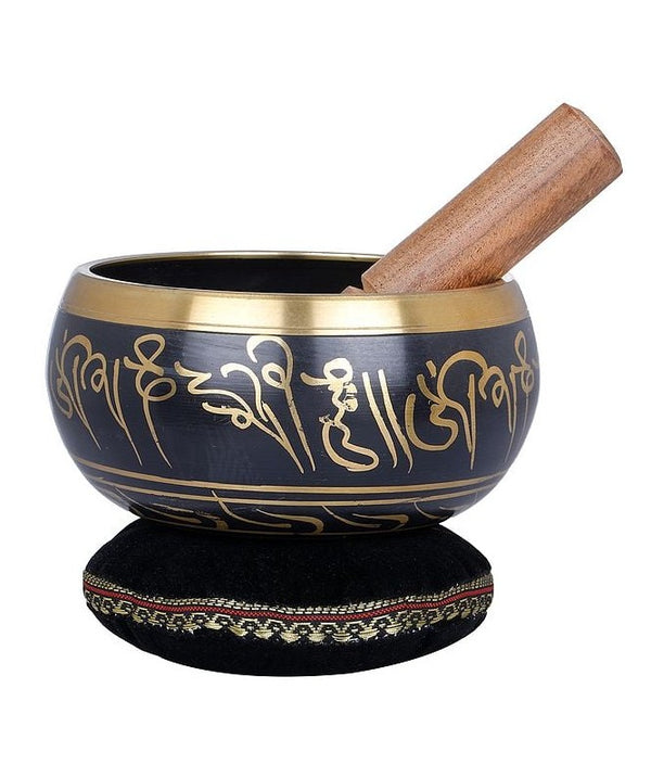 Brass Tibetan Buddhist OM Singing Bowl (Height: 7 inches) Mandir Setting