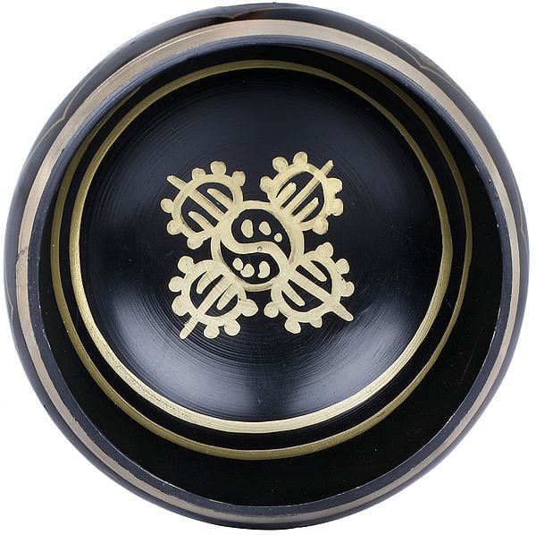 Brass Tibetan Buddhist Black Singing Bowl (Height: 7.5 cm) Craft Detail