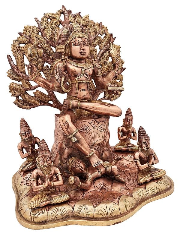 Dakshinamurti Shiva Brass Statue, 18 Inch Study Setting
