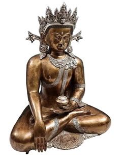 Grand Handcrafted Crowned Buddha Statue in Bhumisparsha Mudra – Exquisite Spiritual Art (Height: 22 Inches)
