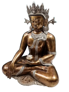 Grand Handcrafted Crowned Buddha Statue in Bhumisparsha Mudra – Exquisite Spiritual Art (Height: 22 Inches)