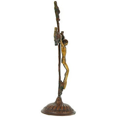 Brass Jesus Christ crucifix idol back view with cross, raised base, detailed textures