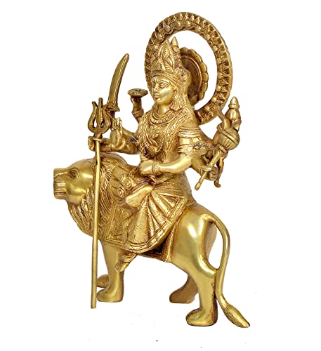 AONA Brass Maa Durga Idol Figurine Maa Durga Decorative Showpiece Home Office Temple Gift Item Height 12 Inches