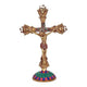 Brass Jesus Cross Statue Idol for Home Decor Showpiece for Living Room | 11.5 inches (Red)