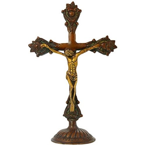 Brass Lord Jesus Christ on Cross Idol Statues (19 x 10 x 29 cm)