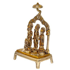 Brass Ram Darbar statue: side view of four standing deity figures under decorative arch