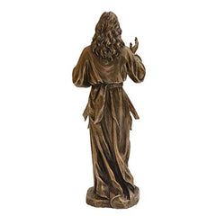 Back view Jesus resin statue, arms raised in blessing, detailed robe