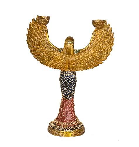 Brass Egyptian Goddess ISIS with Candle Holder (12 inch) Craft Detail