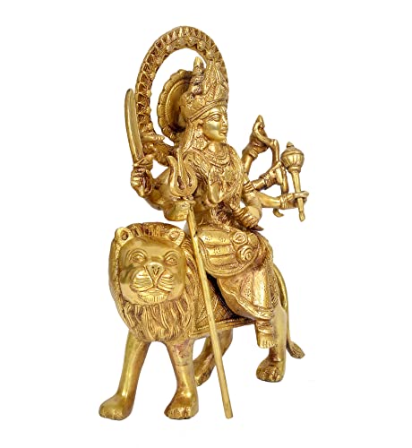 AONA Brass Maa Durga Idol Figurine Maa Durga Decorative Showpiece Home Office Temple Gift Item Height 12 Inches