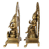 Brass Laxmi-Ganesha idol, rear/side view showing detailed back
