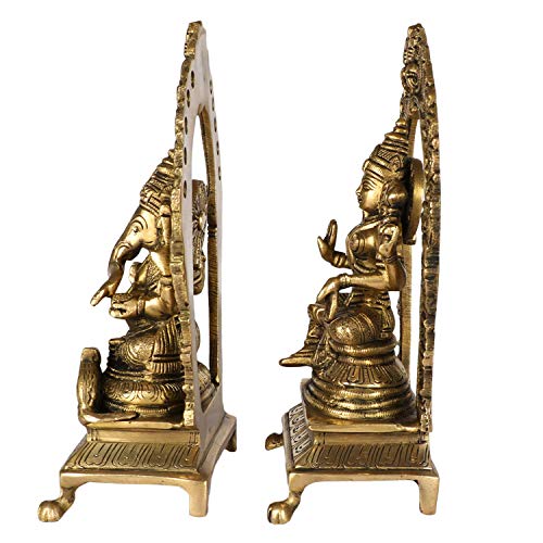 Brass Goddess Laxmi Ganesha Idol  (Height: 8.5" ) Study Setting