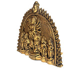 Brass wall hanging arched relief of goddess and attendants, angled side view