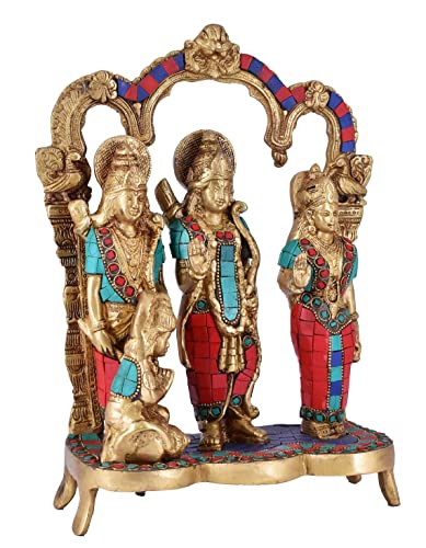 Blue Roller Ram Darbar - Lord Rama Laxman and Sita Hanuman Brass Statue Religious Sculpture Idol Home Decor