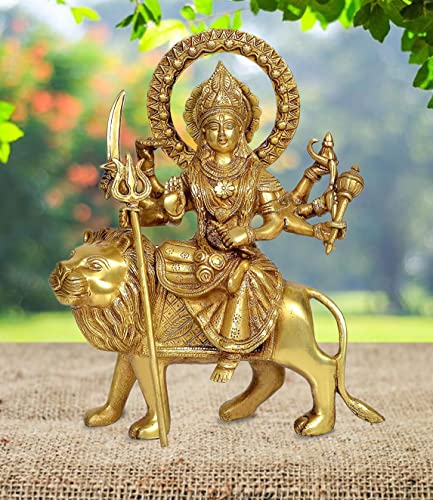 AONA Brass Maa Durga Idol Figurine Maa Durga Decorative Showpiece Home Office Temple Gift Item Height 12 Inches