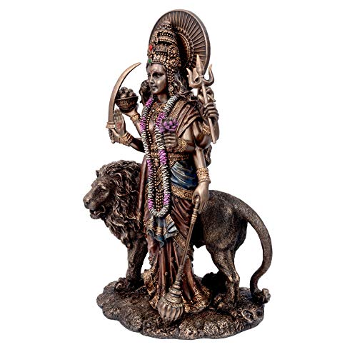 Resin Goddess Mata Durga With Lion Idol | Bronze