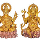 Brass Ganesha Lakshmi on pink lotus Idol (Height - 10')