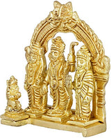 Brass Ram Darbar statue with arched frame and three main standing figures