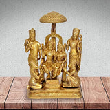 Rama family Ram Darbar brass statue under canopy, detailed seated figures